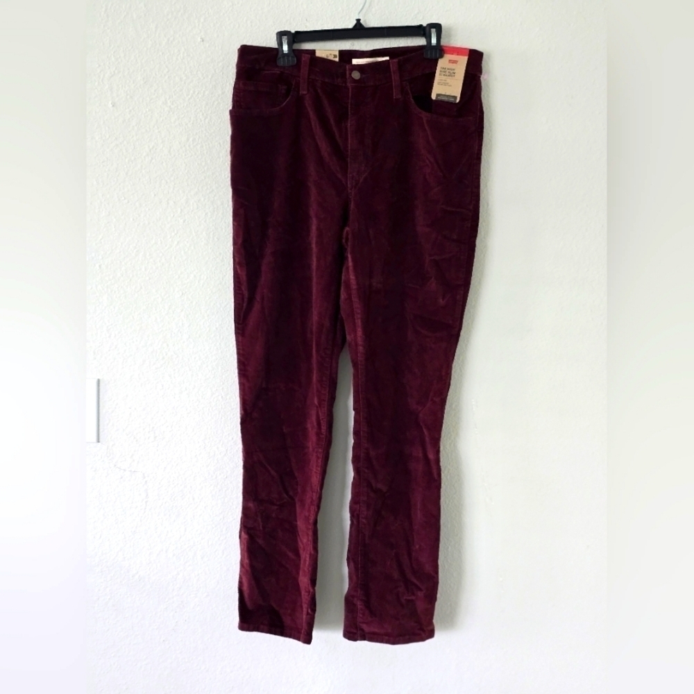 Levis Pants Mens 33×32 Straight Leg Burgundy Corduroy High Rise Casual School